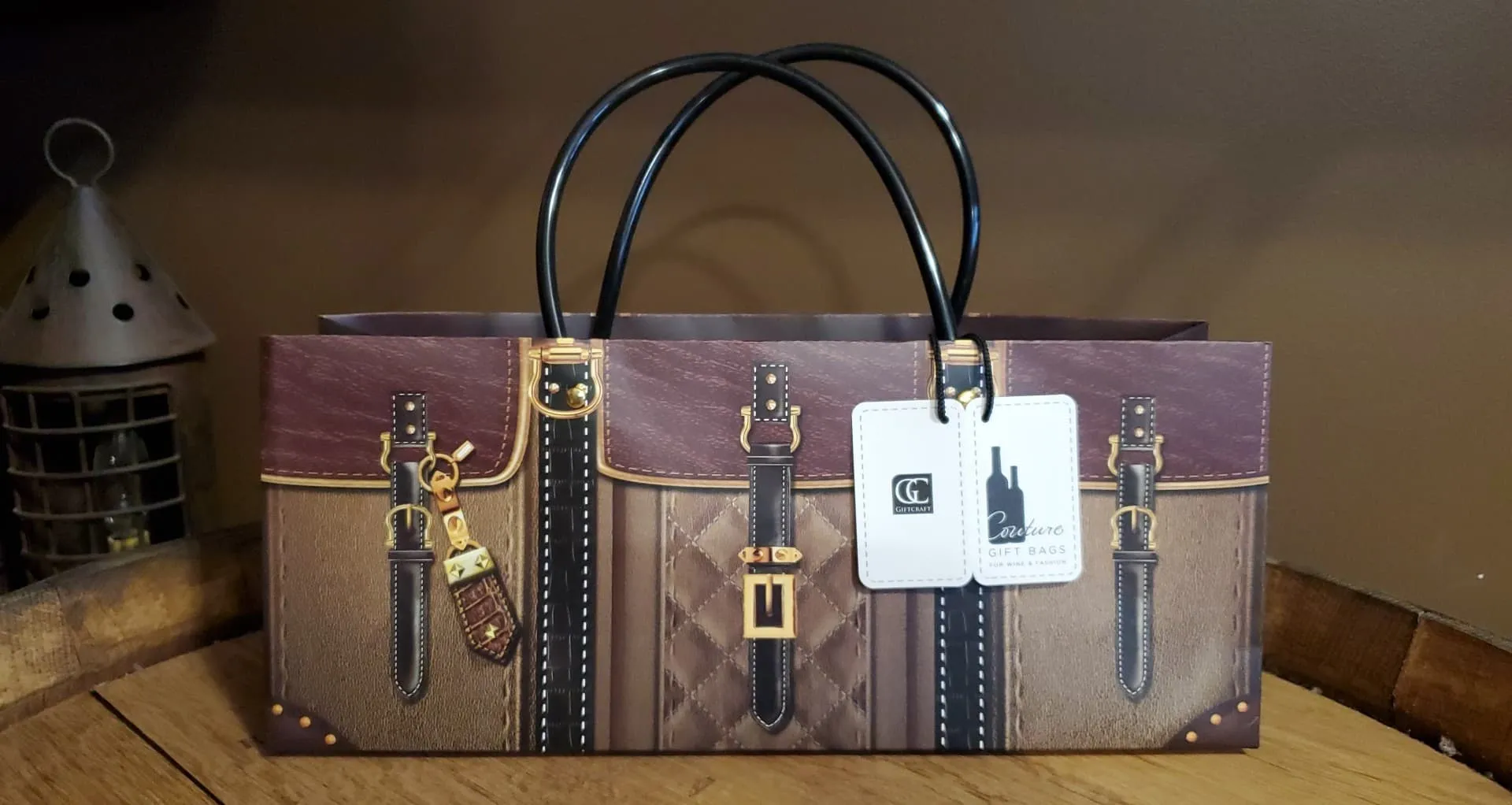 Leather Print - Wine Gift Bag