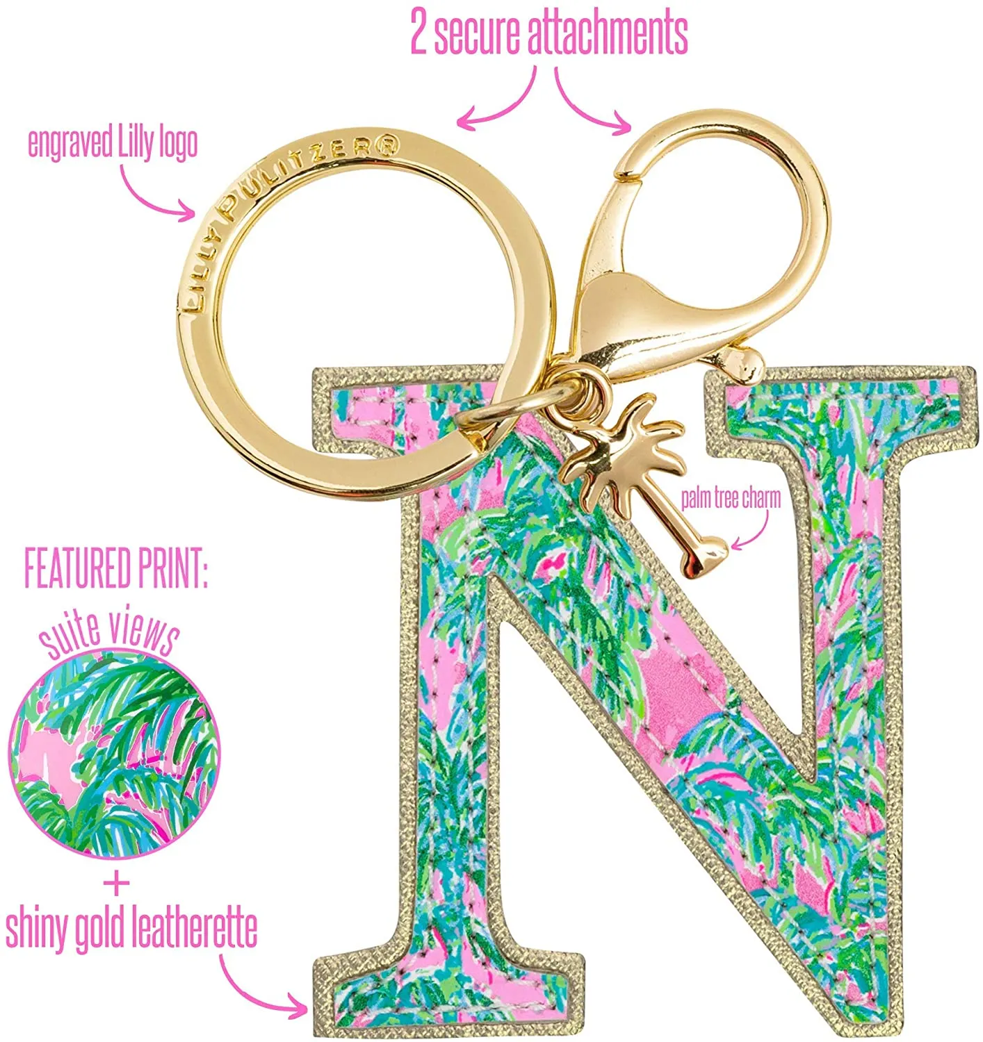 Lilly Pulitzer Leather Initial Keychain - N