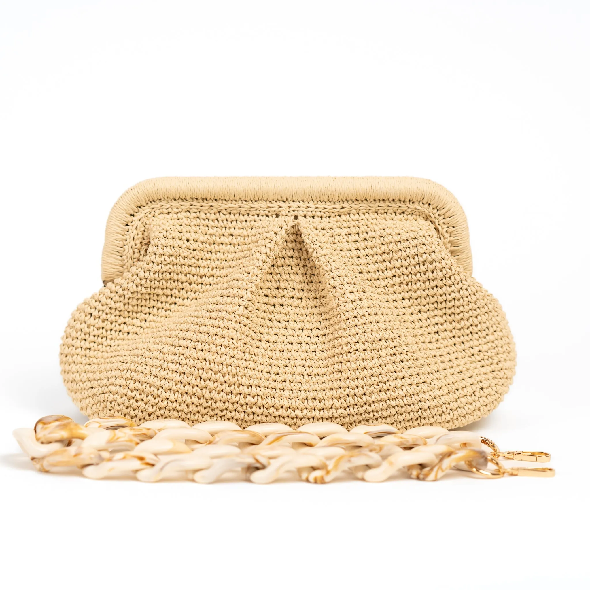 Luxe Raffia Clutch Bag