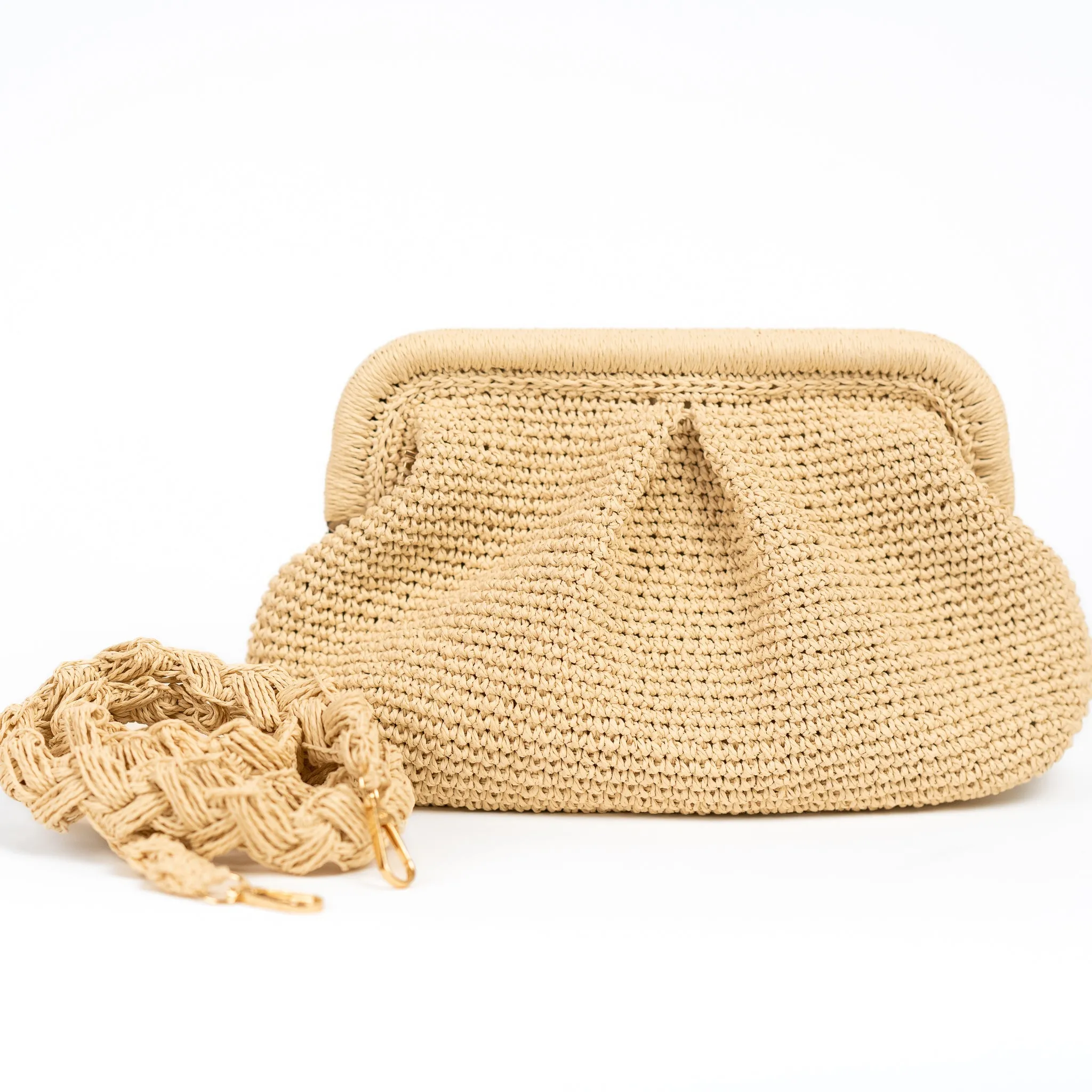 Luxe Raffia Clutch Bag