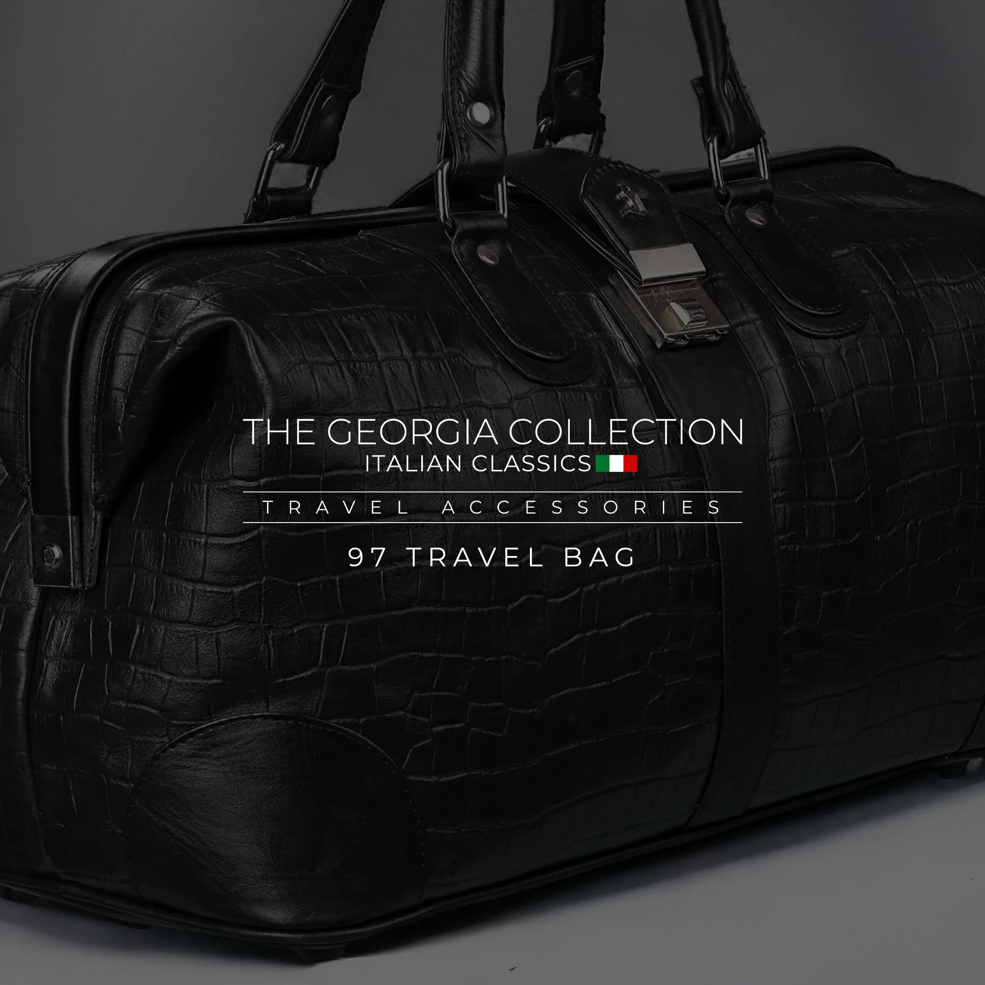 Luxury Corporate Diwali Gift | Georgia Collection - Italian Classics | 97 Travel Bag | Leather Duffle Bag For Men | For Travel | Colour : Black