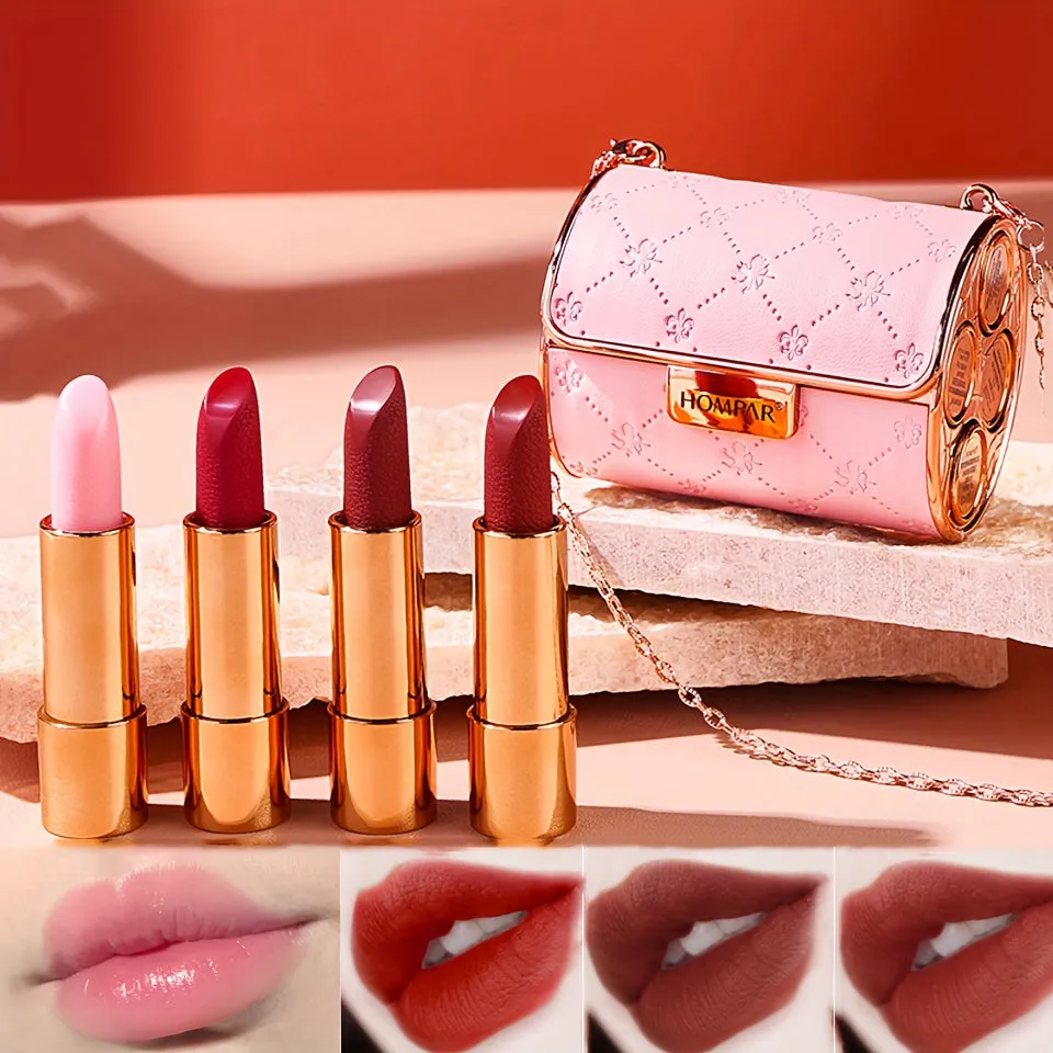 Luxury Fourcolor Lipstick Chain Bag Set with Velvet Matte Finish - Perfect Gift