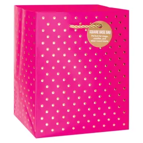 Magenta & Gold Swiss Dots Small Gift Bag