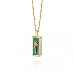 Malachite Palm 18ct Gold Plated Necklace WN07_GP