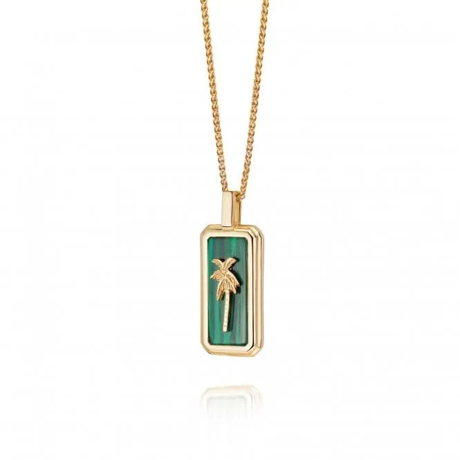 Malachite Palm 18ct Gold Plated Necklace WN07_GP