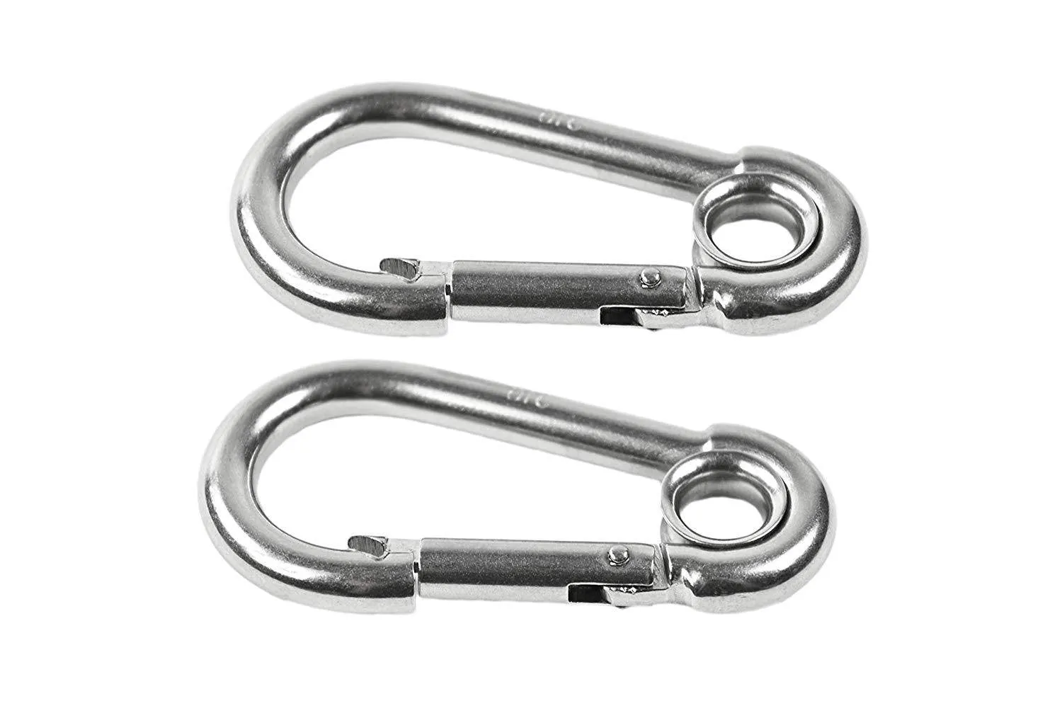 Marine City 316 Stainless-Steel 3-1/8” Carabiners/Clip Snap Hook with Ring for Climbing, Fishing, Hiking … (2pcs)