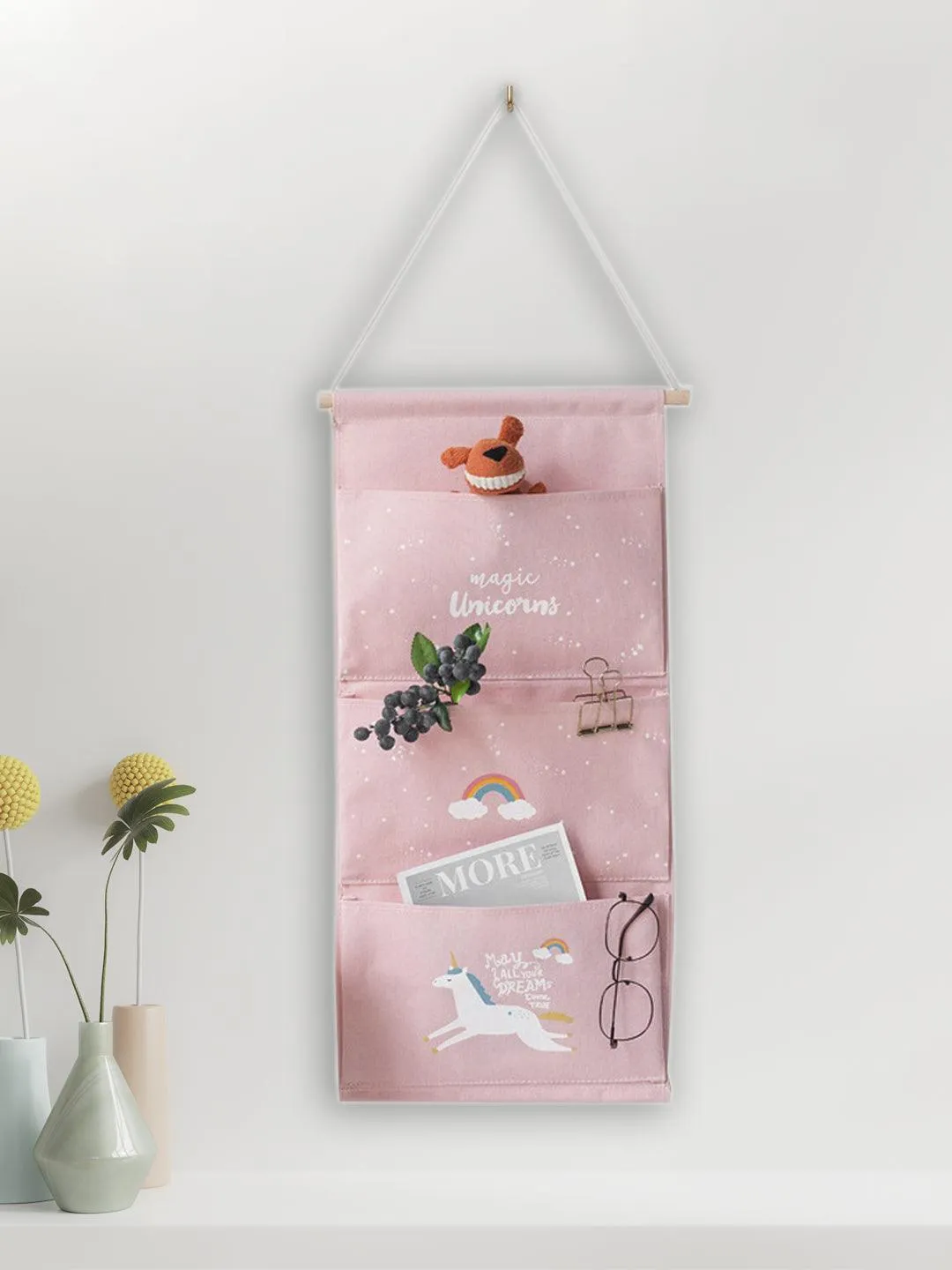 Market99 Wall Hanging Storage Bag With 3 Pocket And Key Hook