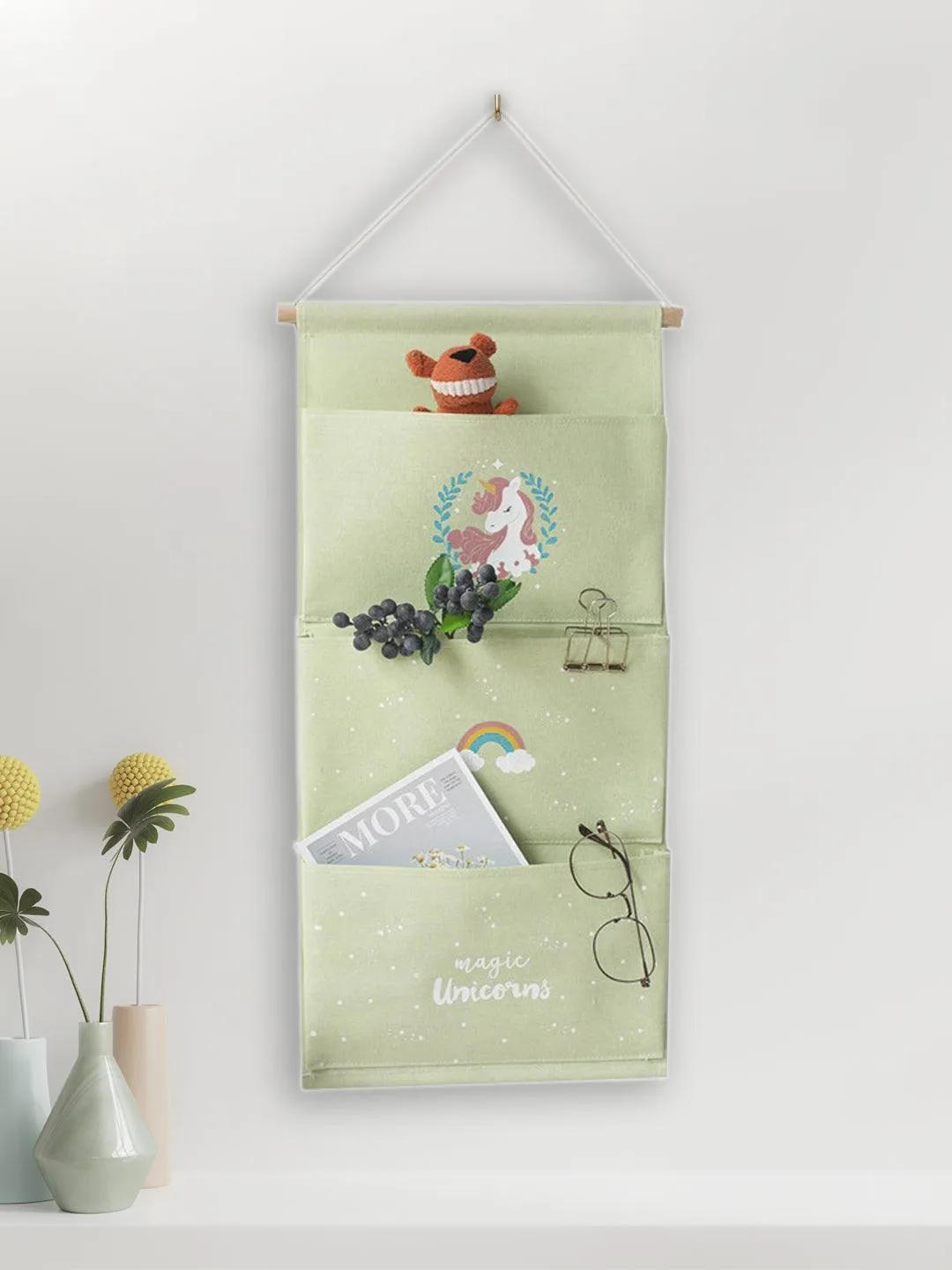 Market99 Wall Hanging Storage Bag With 3 Pocket And Key Hook