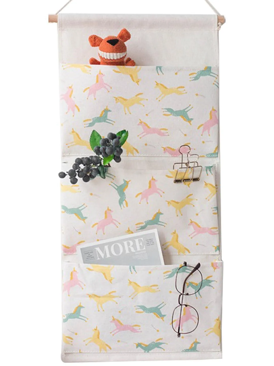 Market99 Wall Hanging Storage Bag With 3 Pocket And Key Hook