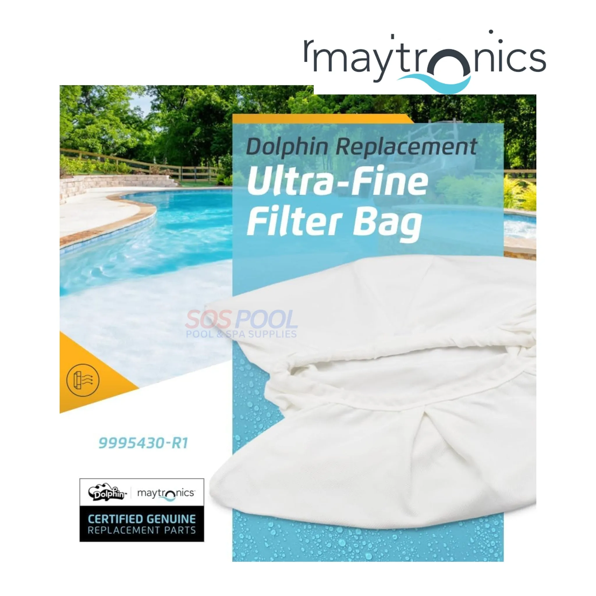 Maytronics 50 Micron Filter Bag | Dolphin Filter Bag Replacement | 9995430-R1