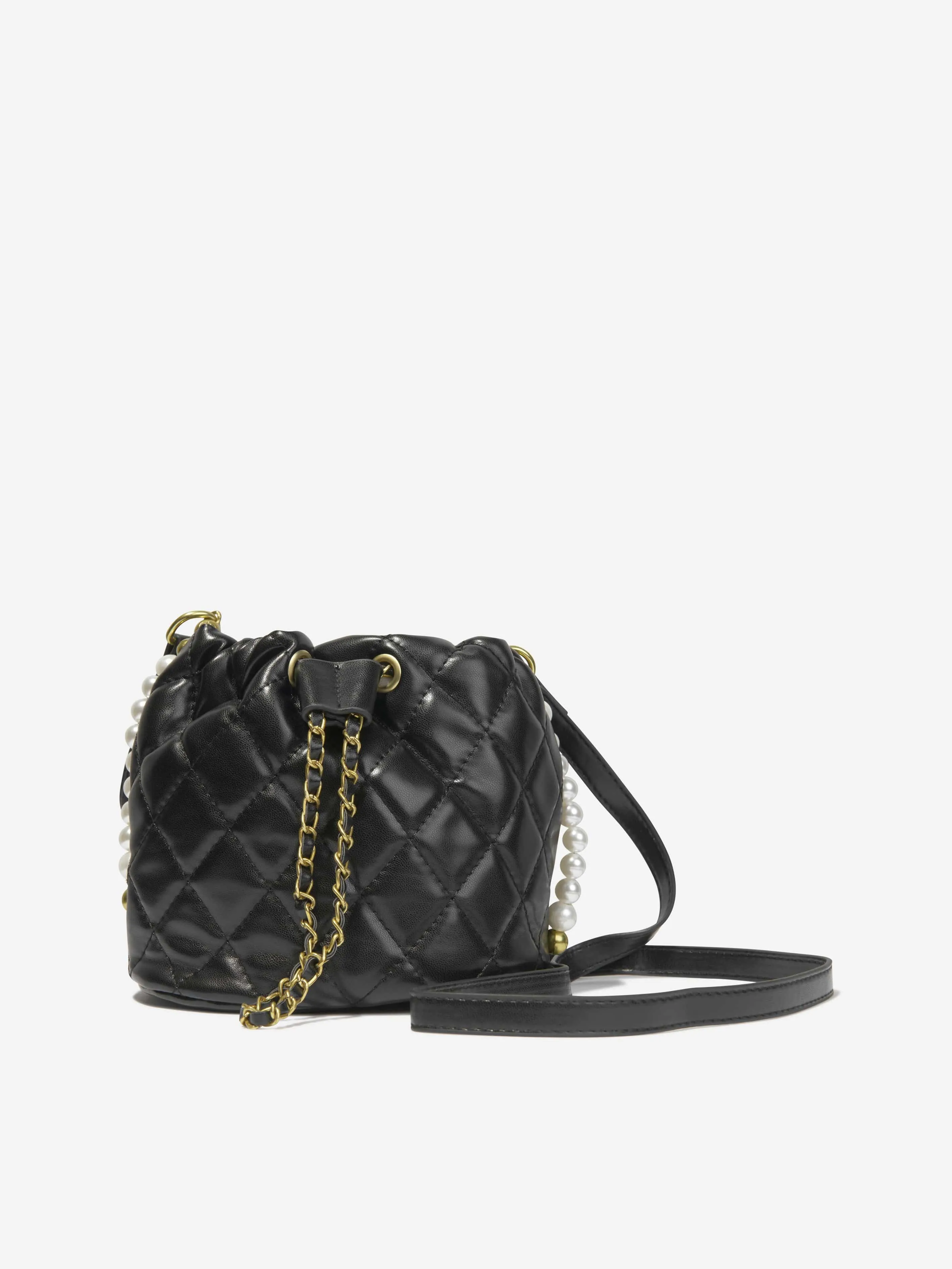 Monnalisa Girls Quilted Bucket Bag in in Black