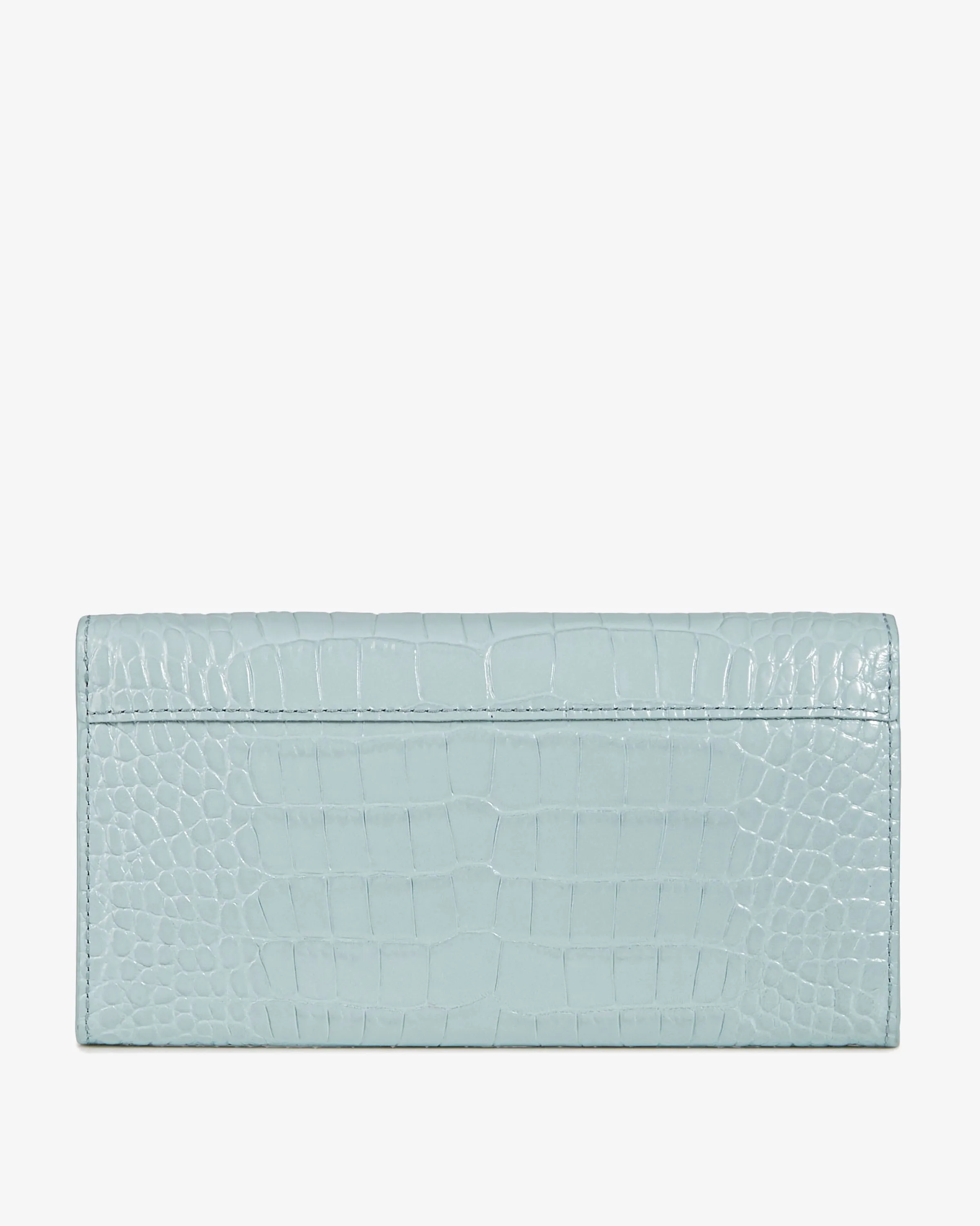 Multrees Chain Wallet - Croc-Embossed Leather Duck Egg Blue