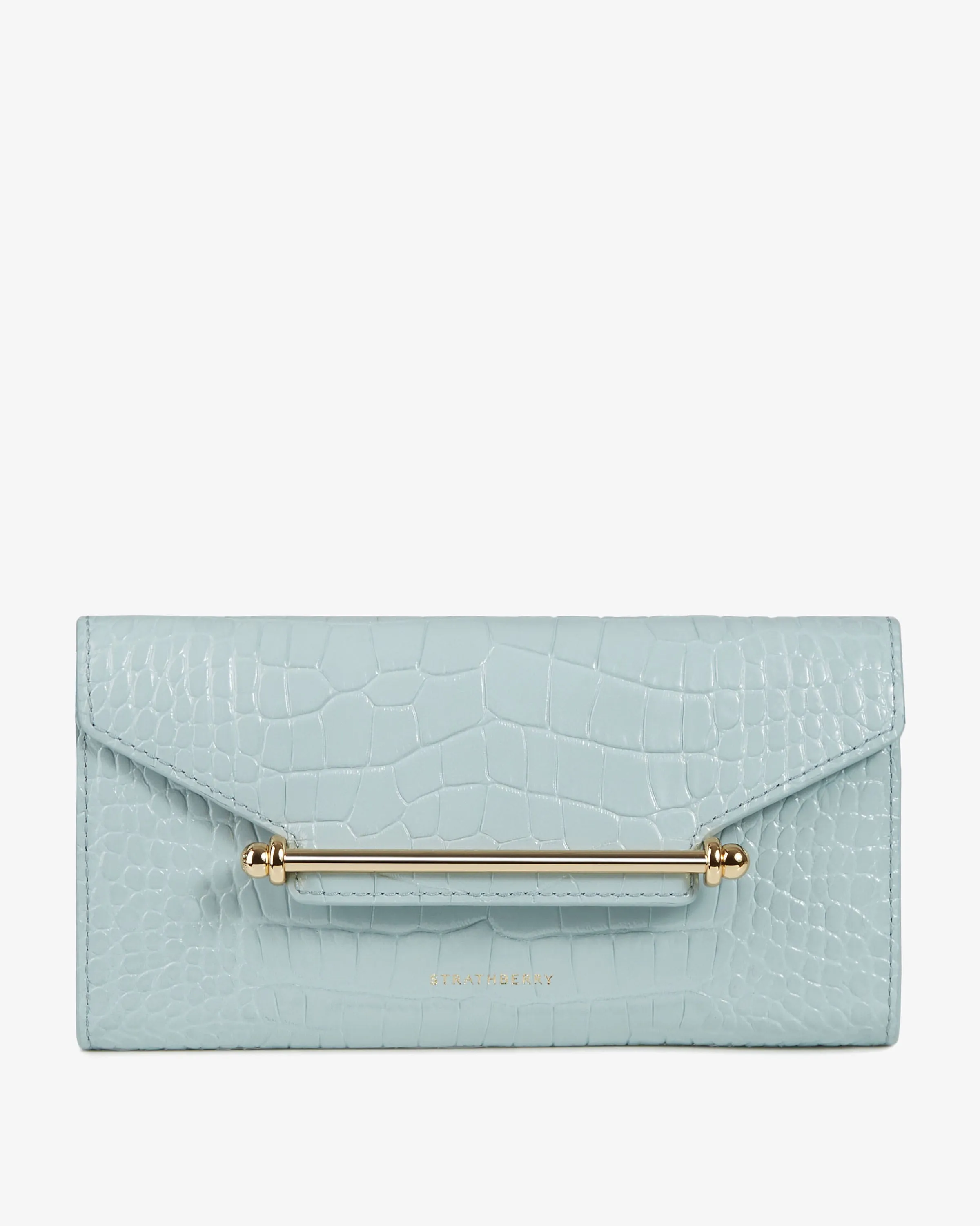 Multrees Chain Wallet - Croc-Embossed Leather Duck Egg Blue