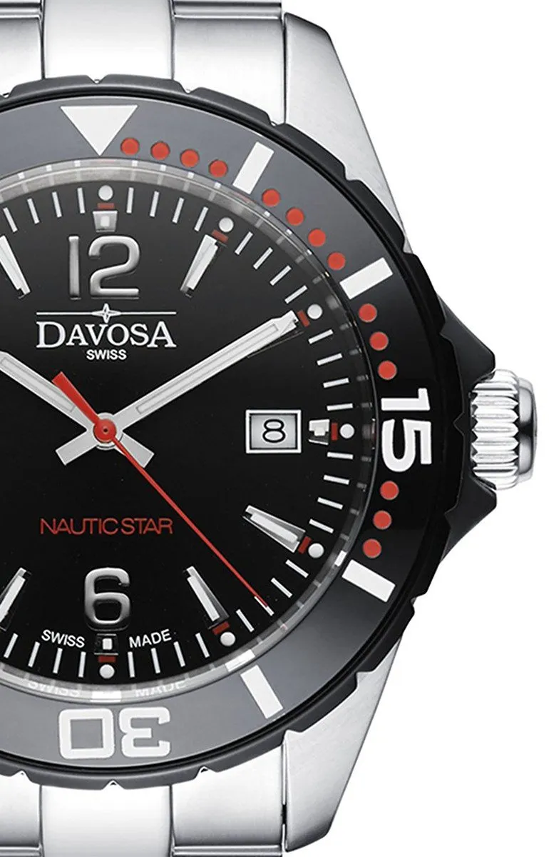 Nautic Star Quartz Swiss-Made 100m Black Red Diver Watch 16347265