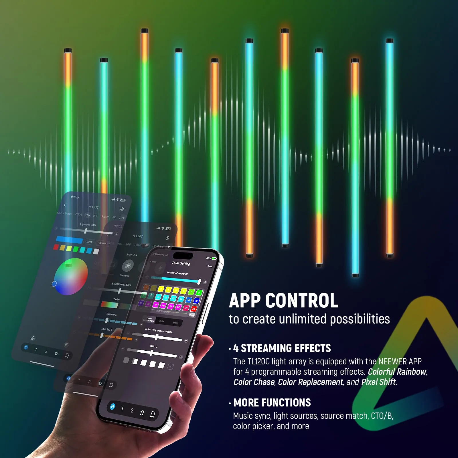 NEEWER TL120C 42W RGB Tube Light with APP/2.4G/DMX Control