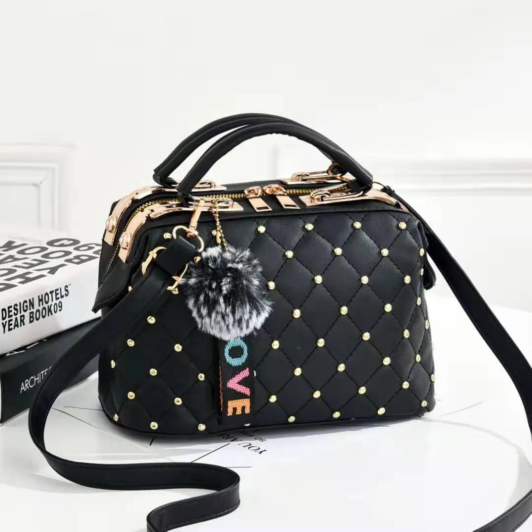 new trendy rivets single shoulder crossbody bag Korean style fashionable casual women's small square bag