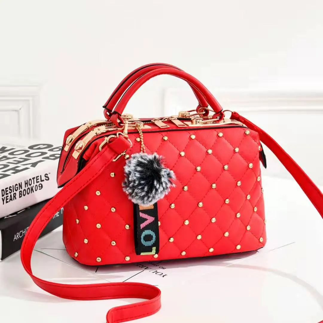 new trendy rivets single shoulder crossbody bag Korean style fashionable casual women's small square bag