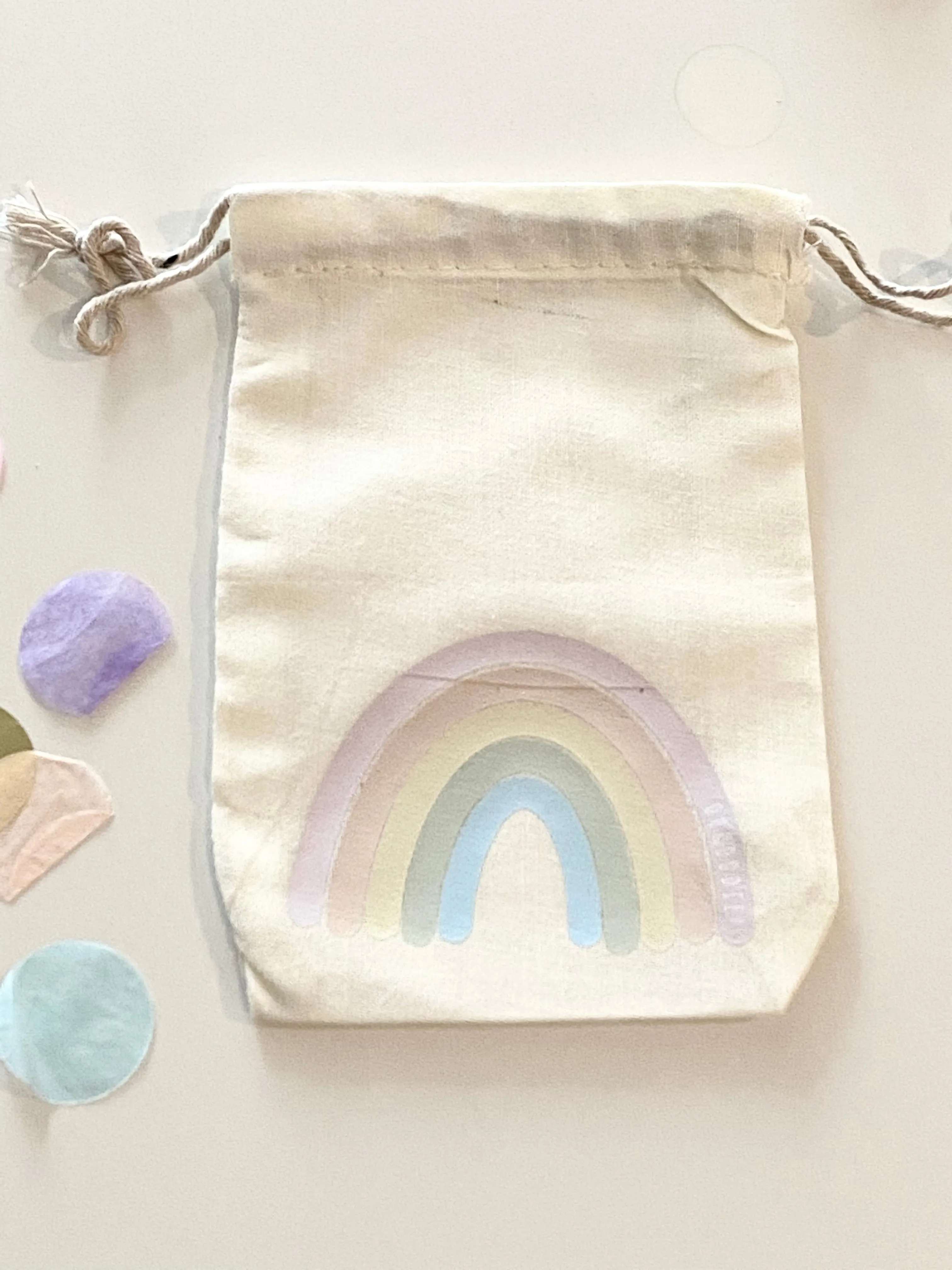 Pastel Rainbow Calico Party Favour Bags - Pack of 5