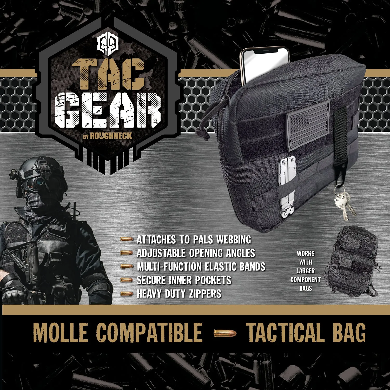 Patriotic MOLLE Component Bag with Zipper - 4 Pieces Per Retail Ready Display 23192