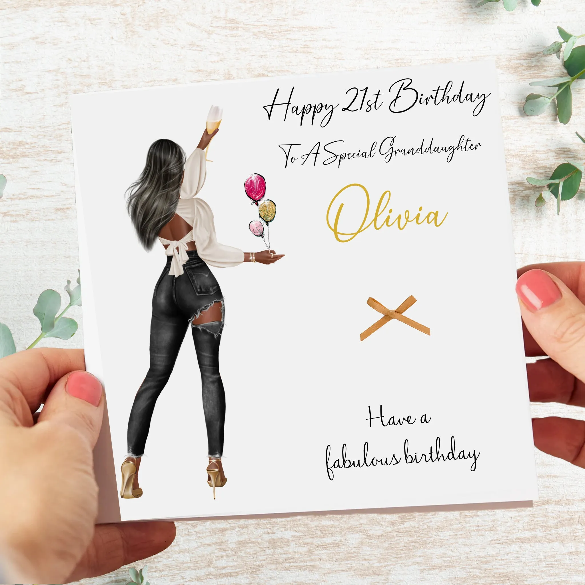 Personalised Birthday Card Money Gift Wallet Voucher Girl Black Jeans