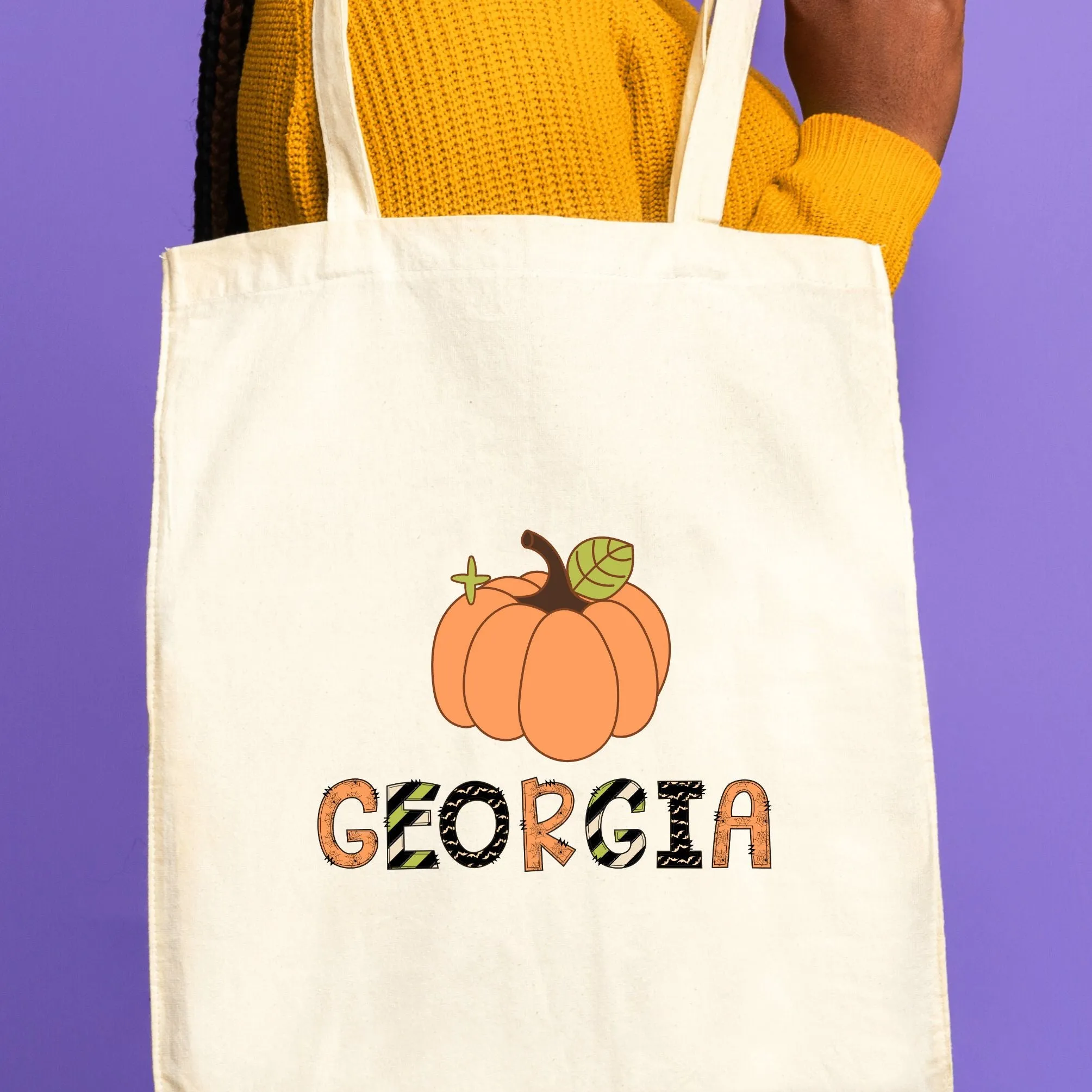 Personalized Pumpkin Halloween Tote Bag