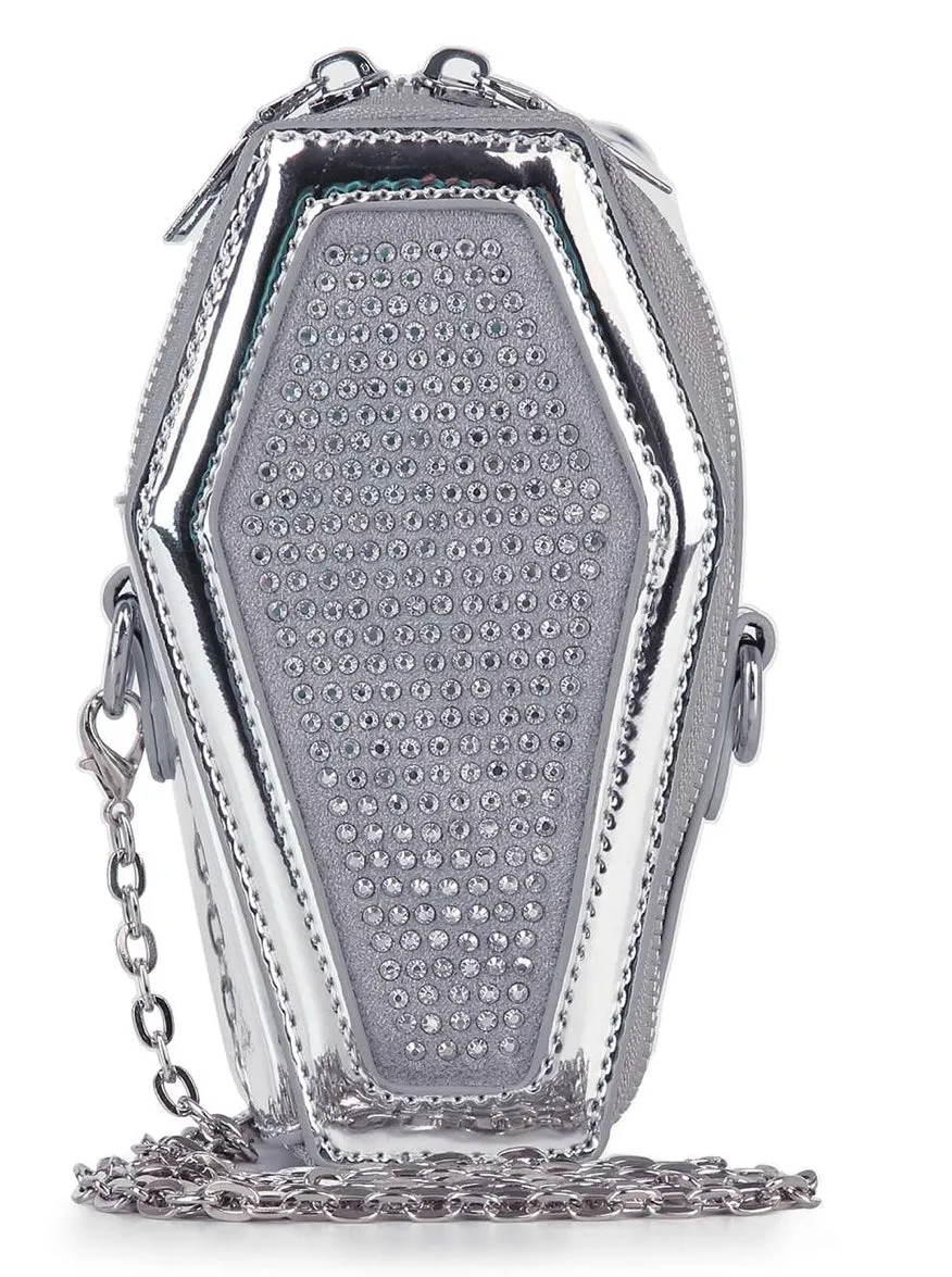 Petite Rhinestone Coffin Patent Shoulder Bag