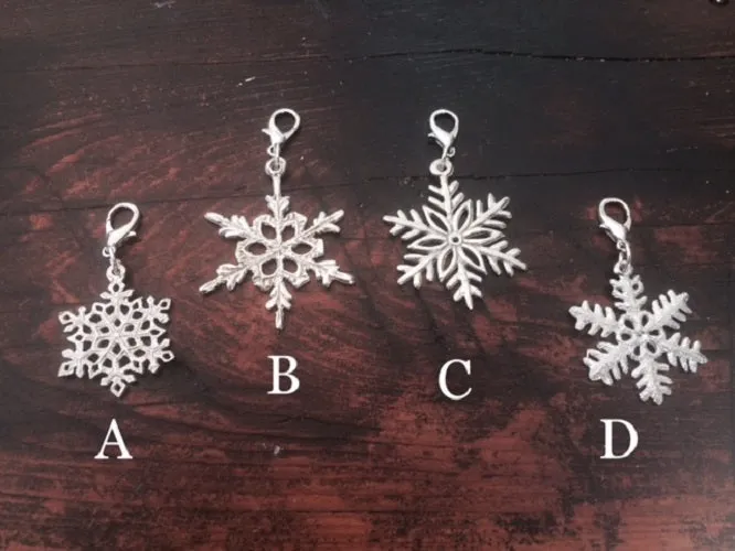 Pewter Lobster Clasp Key Chain Charm Snowflake C