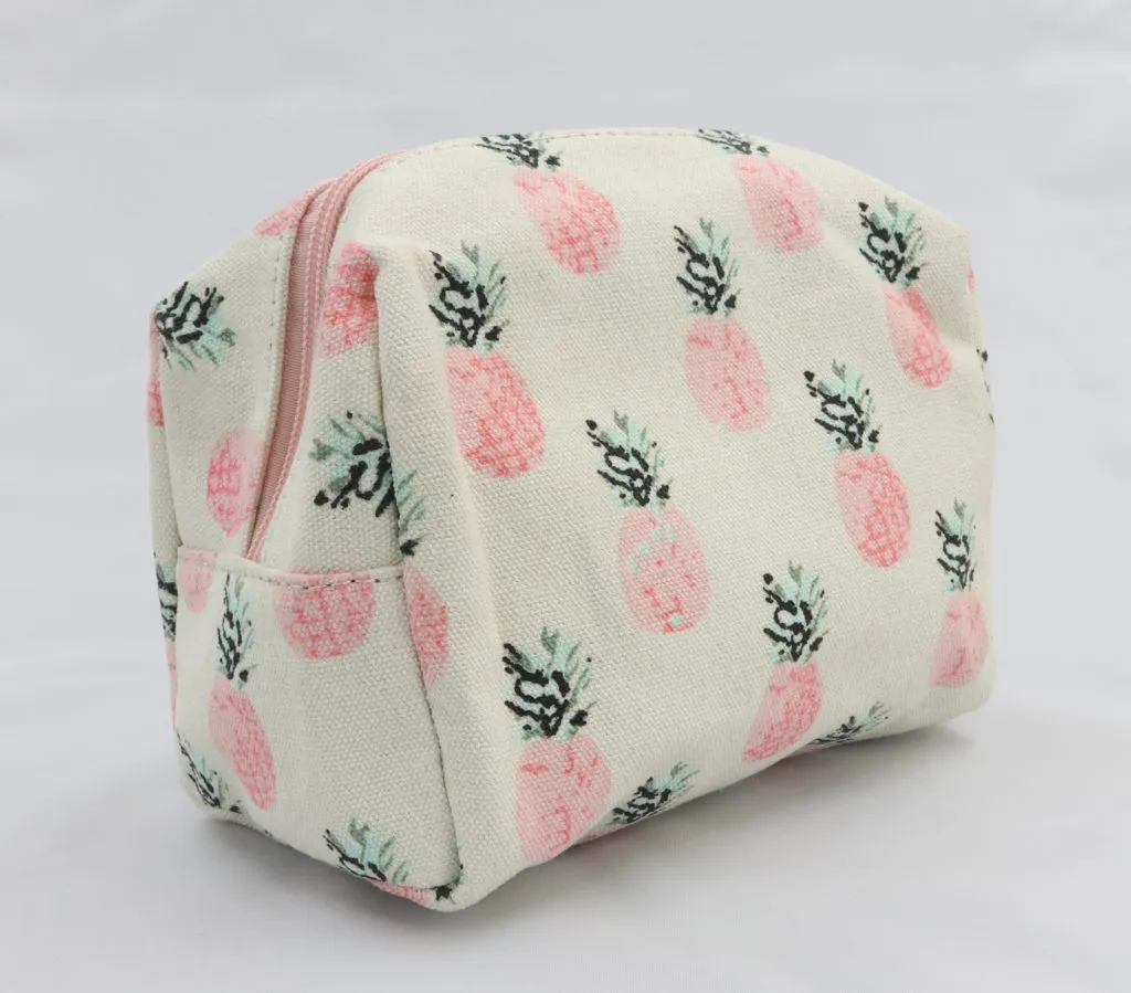 Pink pineapple cosmetic bag