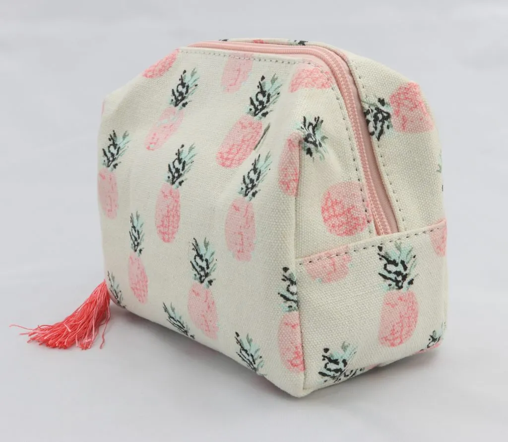 Pink pineapple cosmetic bag