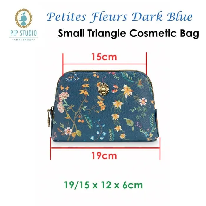 Pip Studio Petites Fleurs Dark Blue Small Triangle Cosmetic Bag