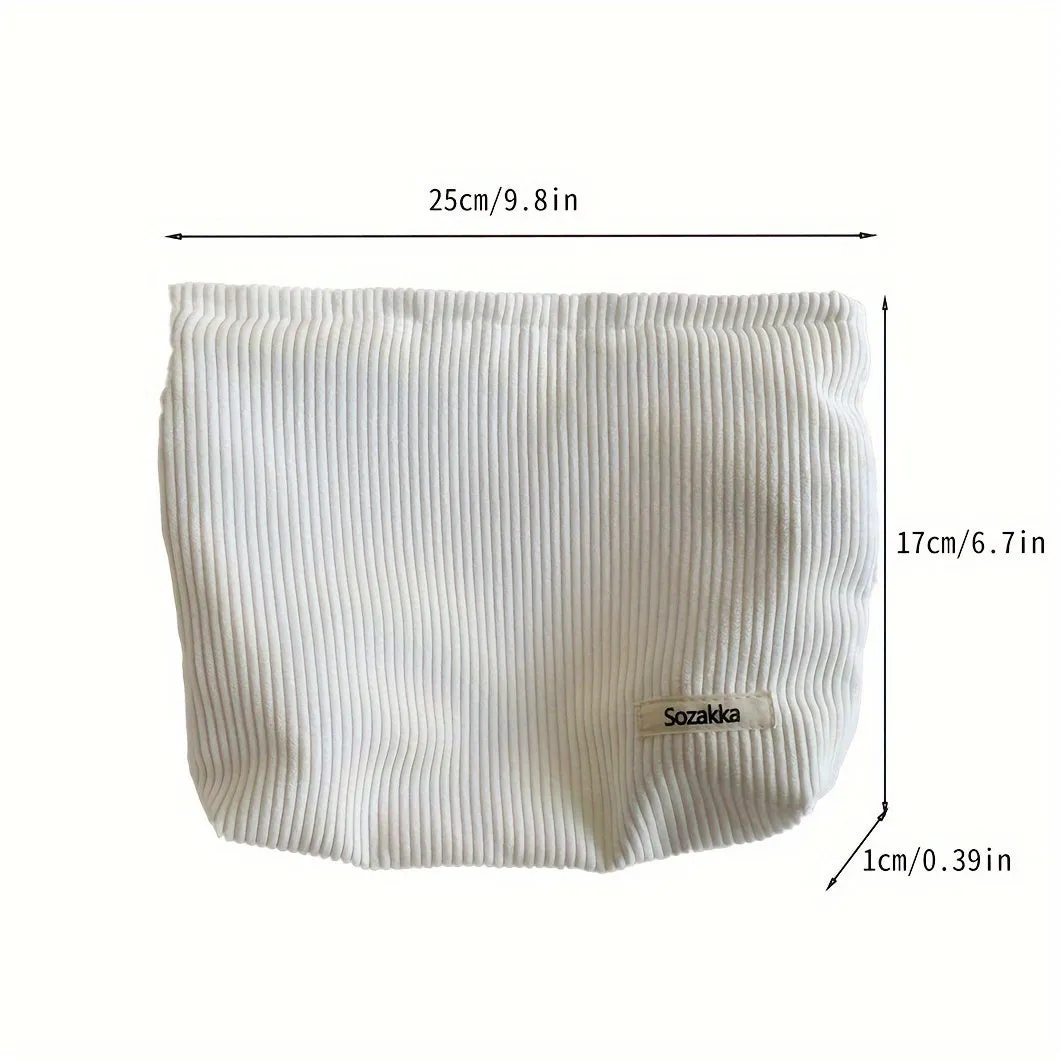 Portable Corduroy Cosmetic Bag Travel Makeup Brush Organizer