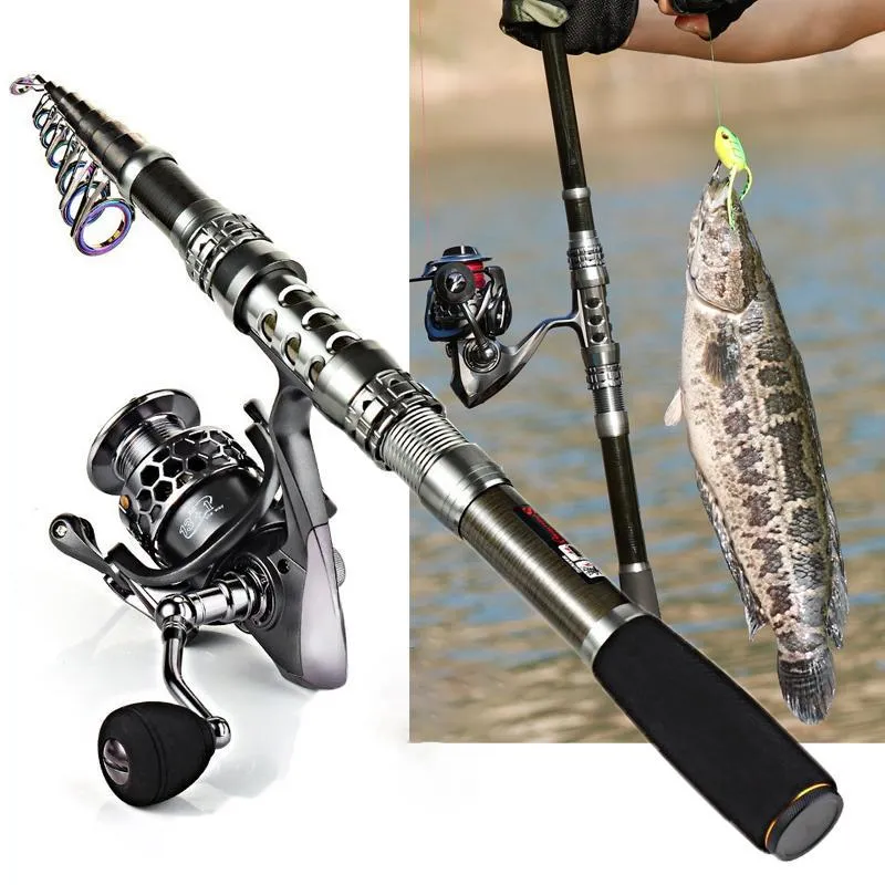 Portable Telescopic Carbon Fiber Spinning Rod Reel Combo