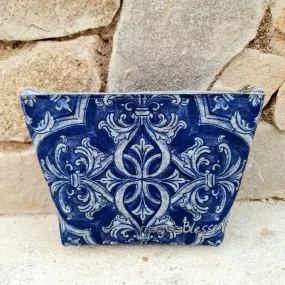 Portuguese Tile - Recycled Felt Cosmetic Bag