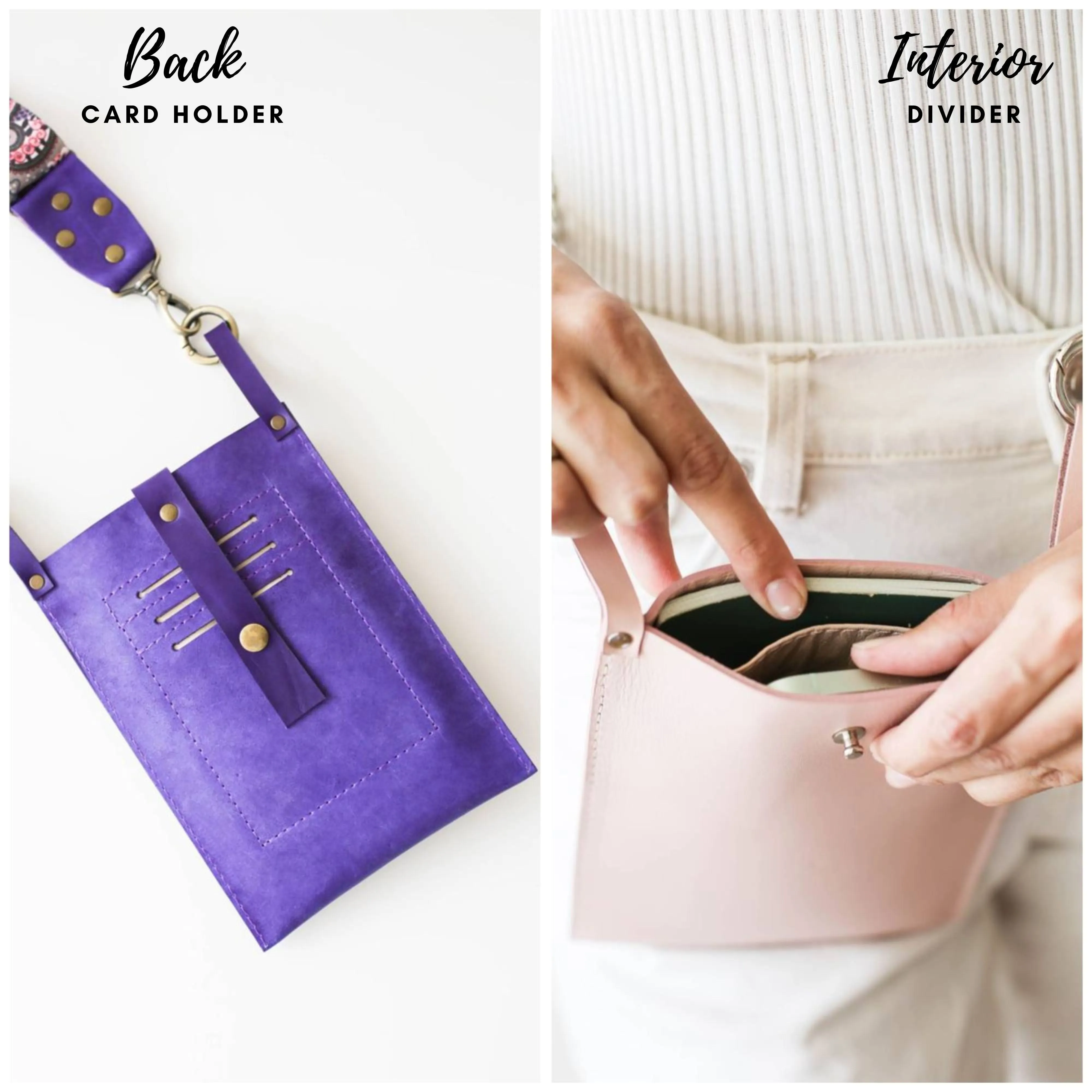 Purple Leather Phone Bag