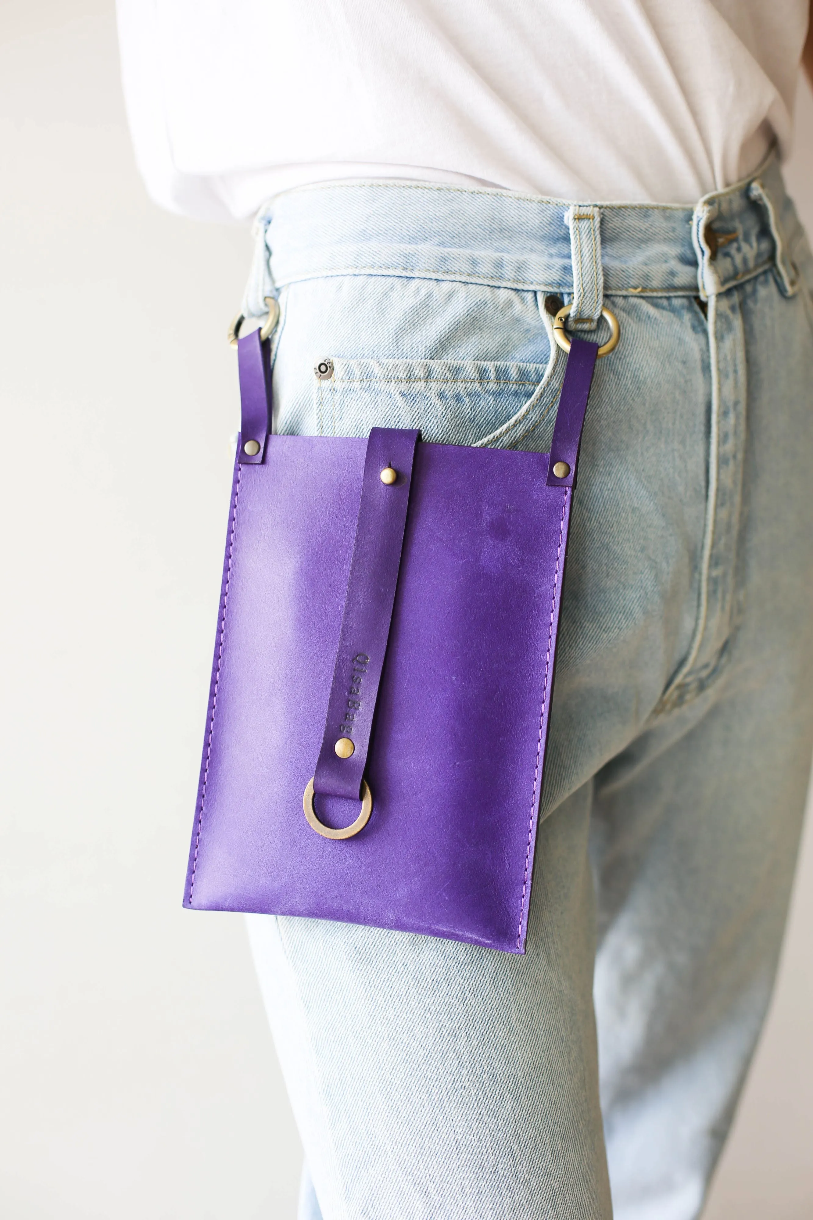 Purple Leather Phone Bag