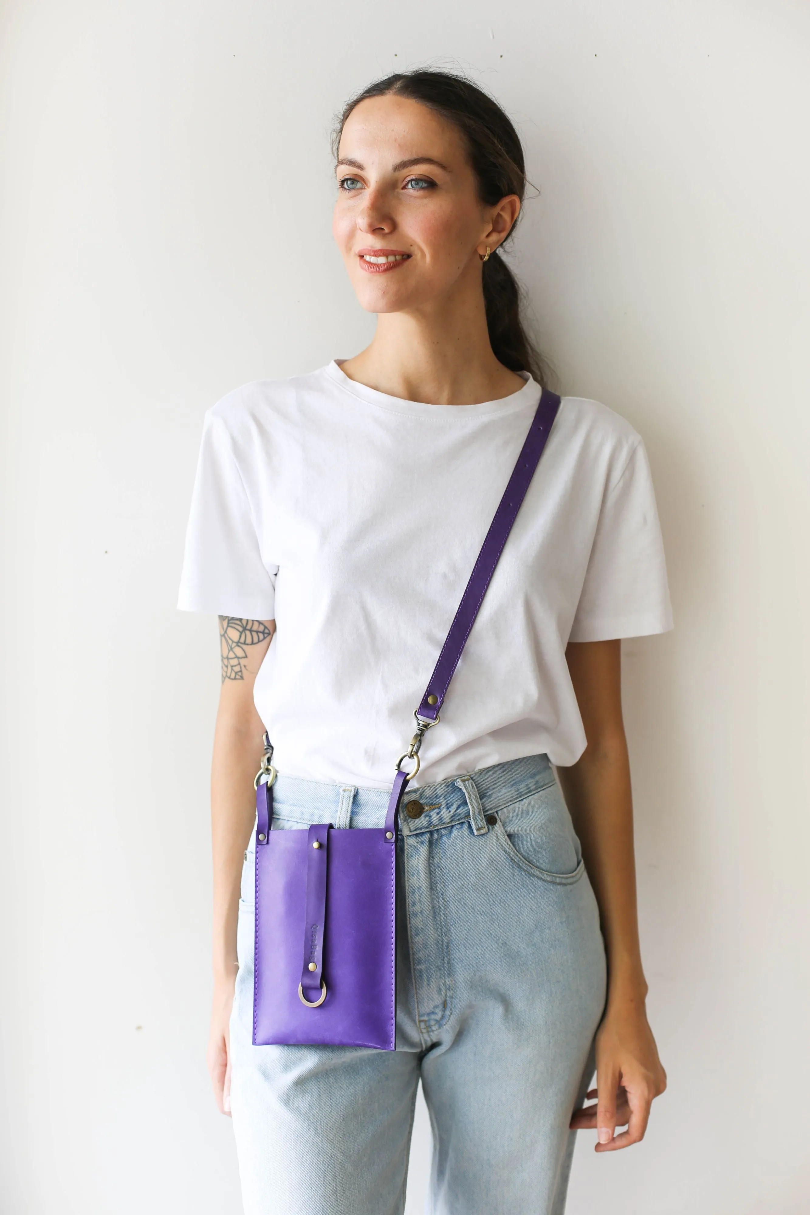 Purple Leather Phone Bag