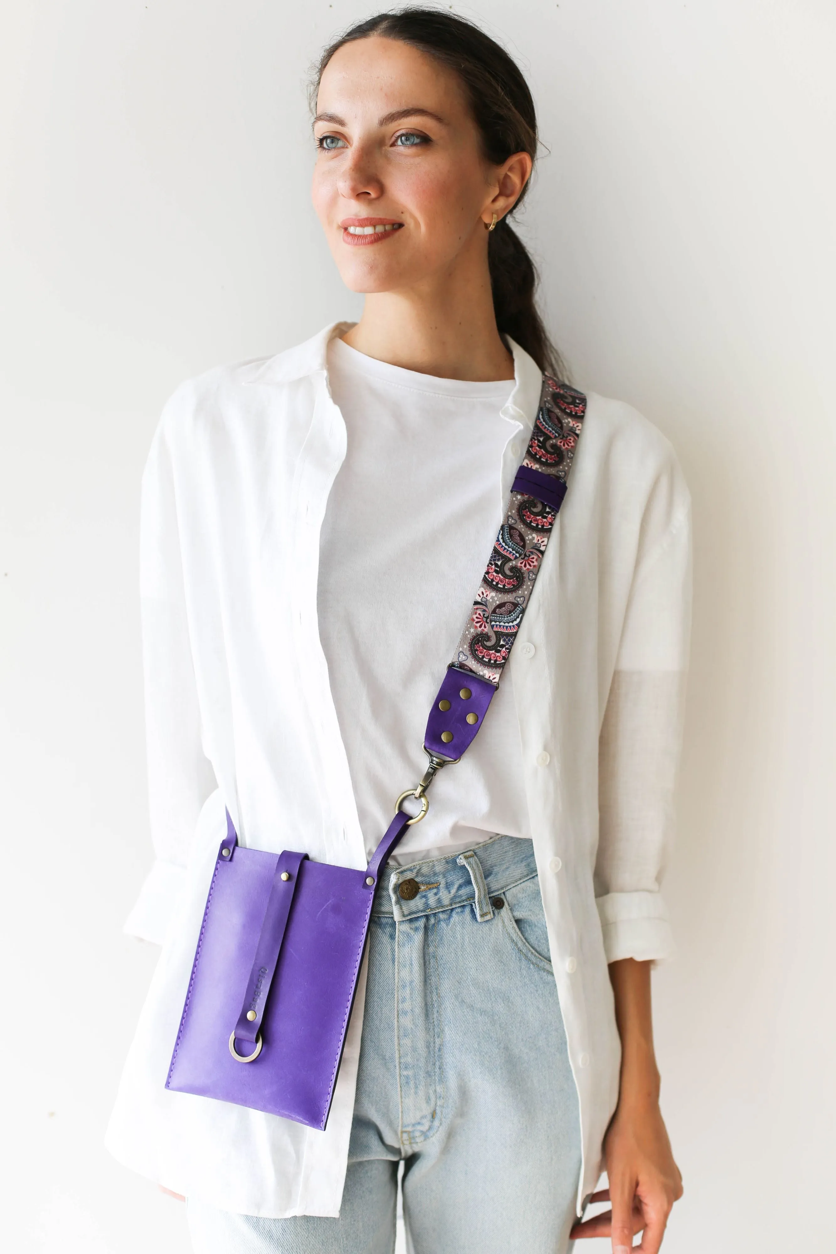 Purple Leather Phone Bag