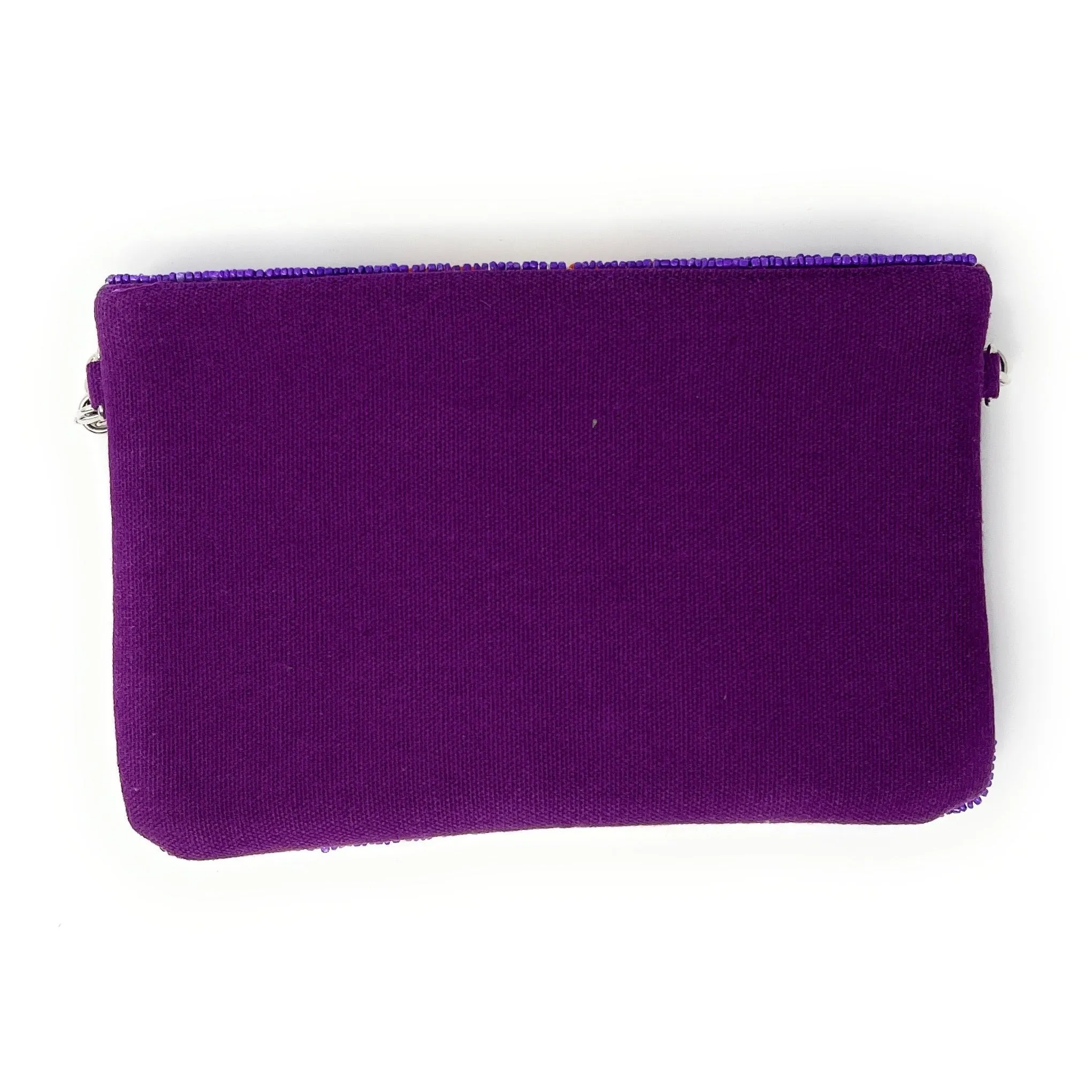 Purple Orange Beaded Clutch Purse