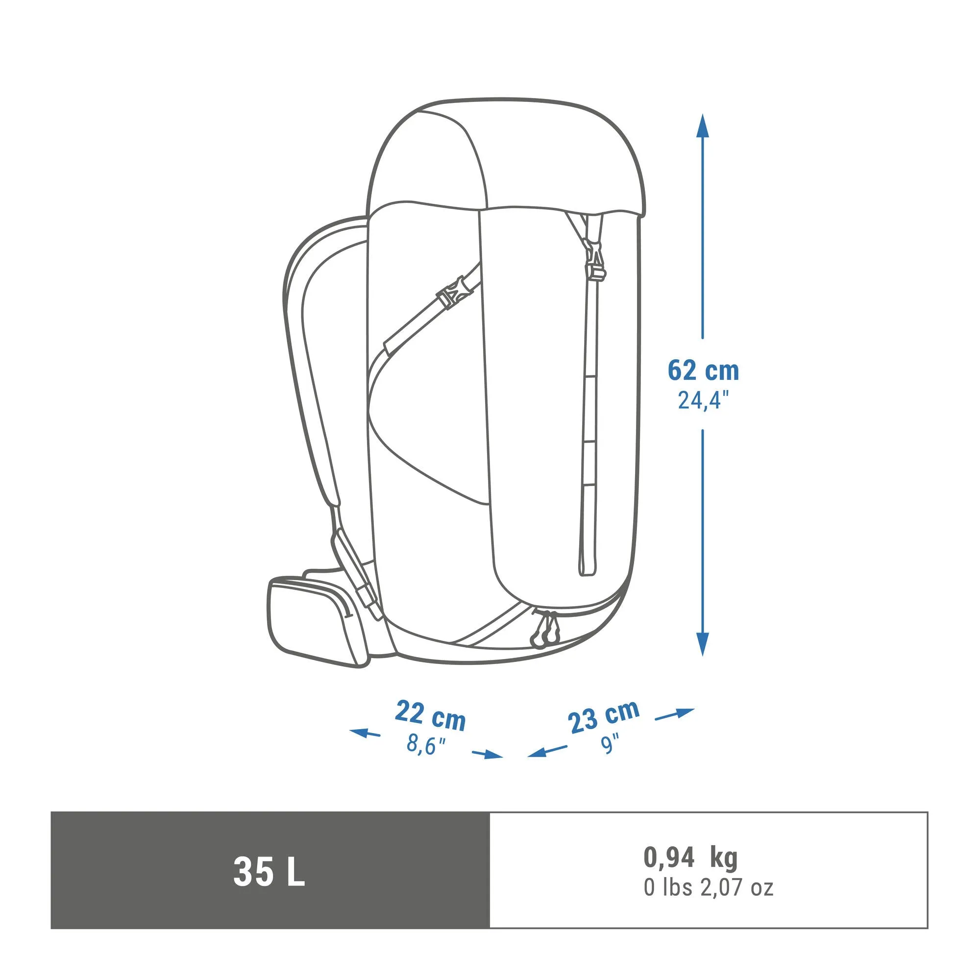 Quechua MH100 35L Hiking Backpack