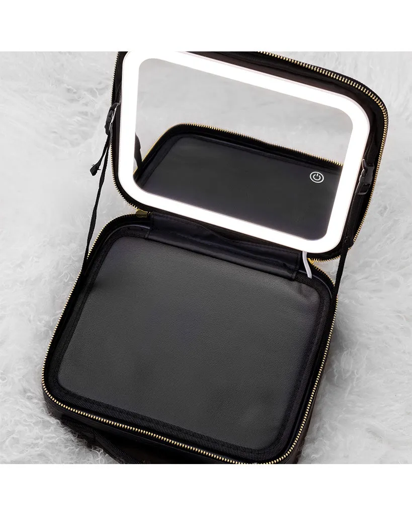 Rac n Roll Cosmetic Bag with LED Mirror - Black