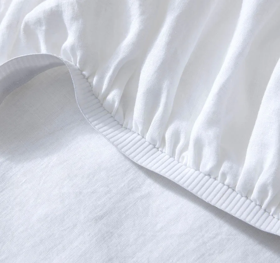 Ravello Linen Fitted or Flat Sheet Range White