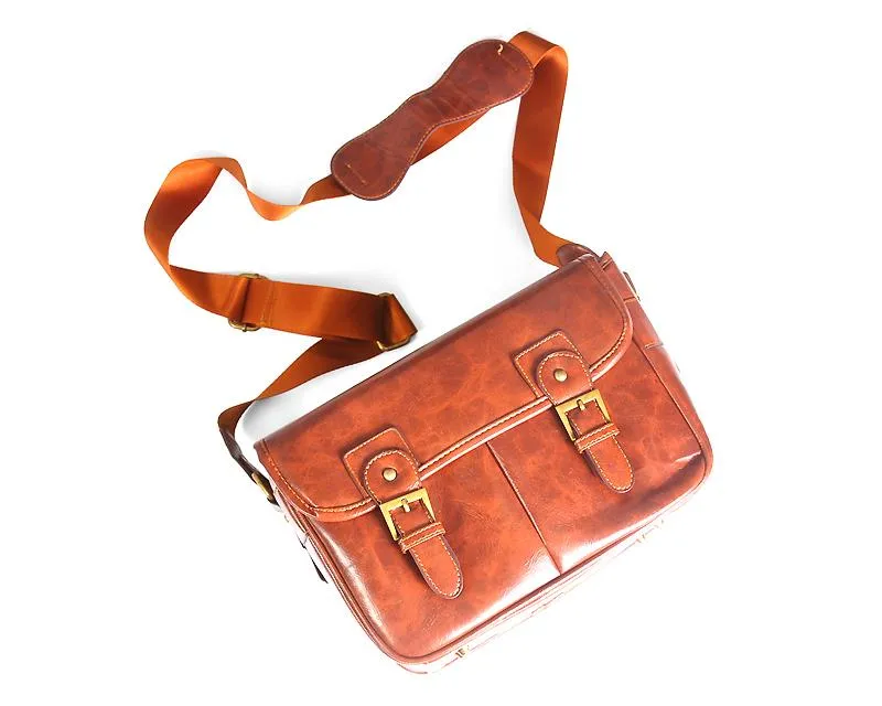 Retro PU Leather DSLR Camera Shoulder Bag - Brown