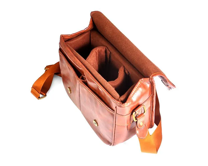 Retro PU Leather DSLR Camera Shoulder Bag - Brown