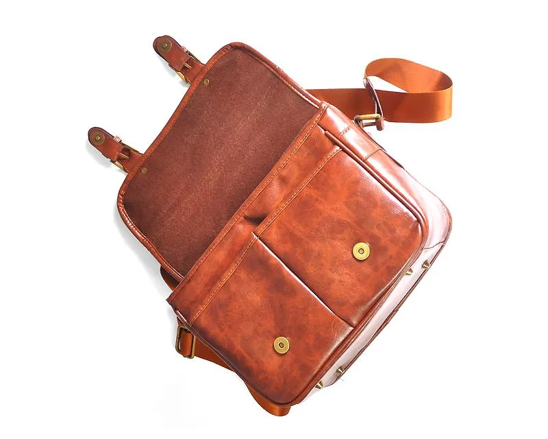 Retro PU Leather DSLR Camera Shoulder Bag - Brown