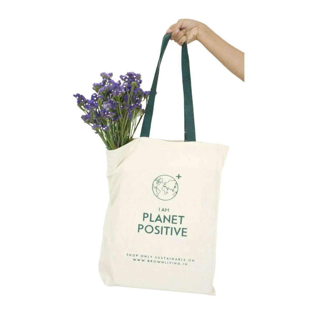 Reusable Cotton Tote Bag - Planet Positive - Off White