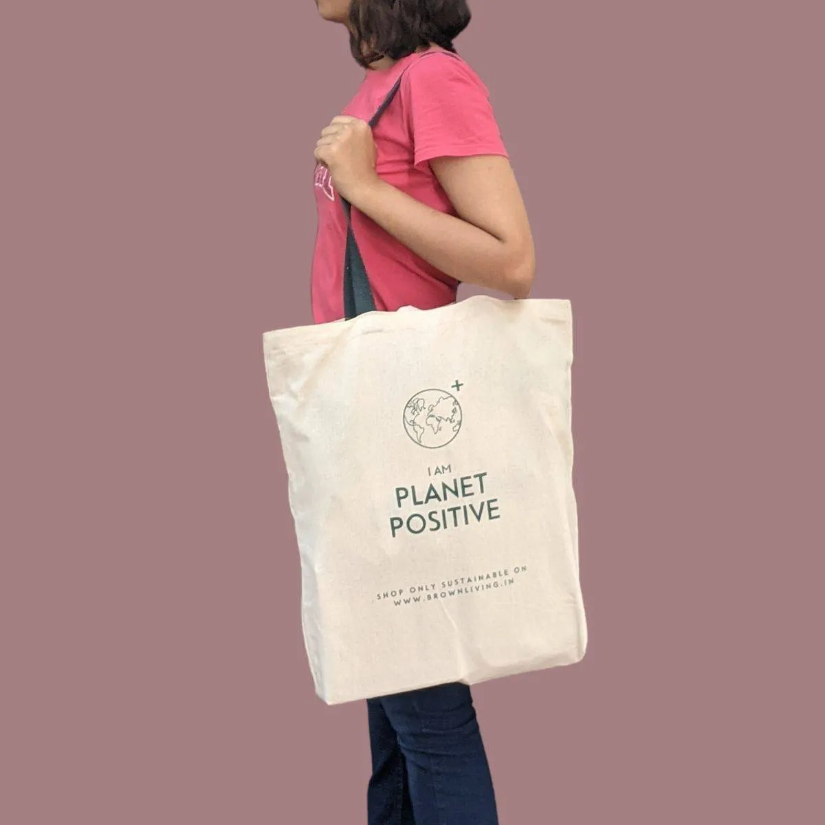 Reusable Cotton Tote Bag - Planet Positive - Off White