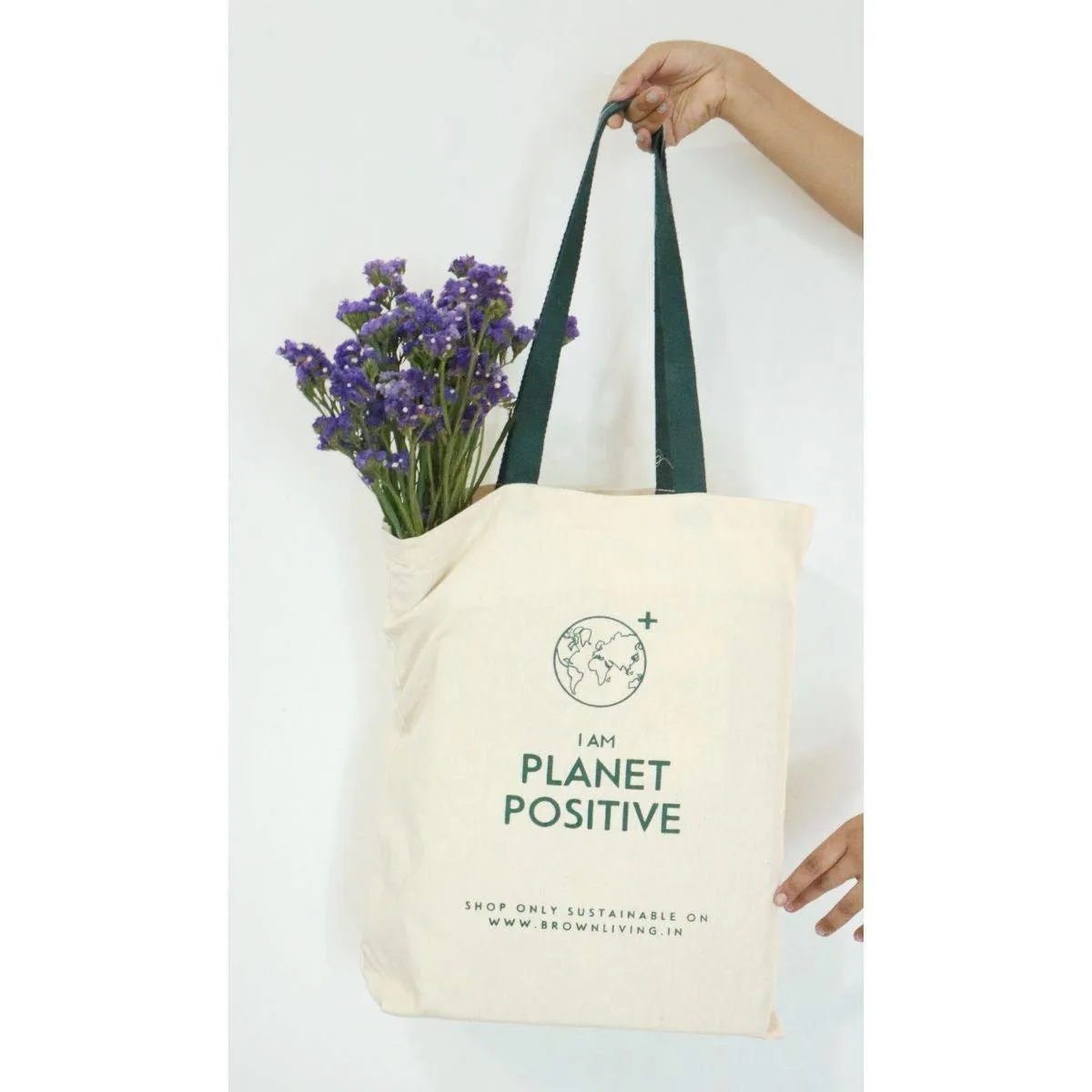 Reusable Cotton Tote Bag - Planet Positive - Off White