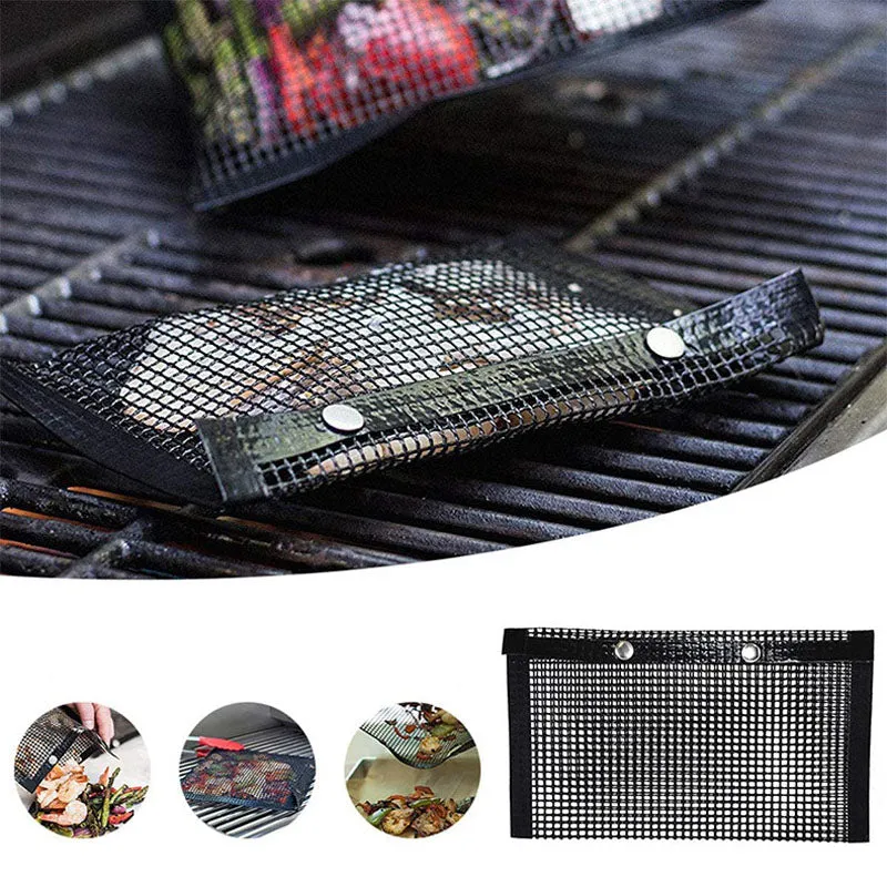 Reusable Non-stick BBQ Grill Mesh Bag Barbecue Baking Isolation Pad