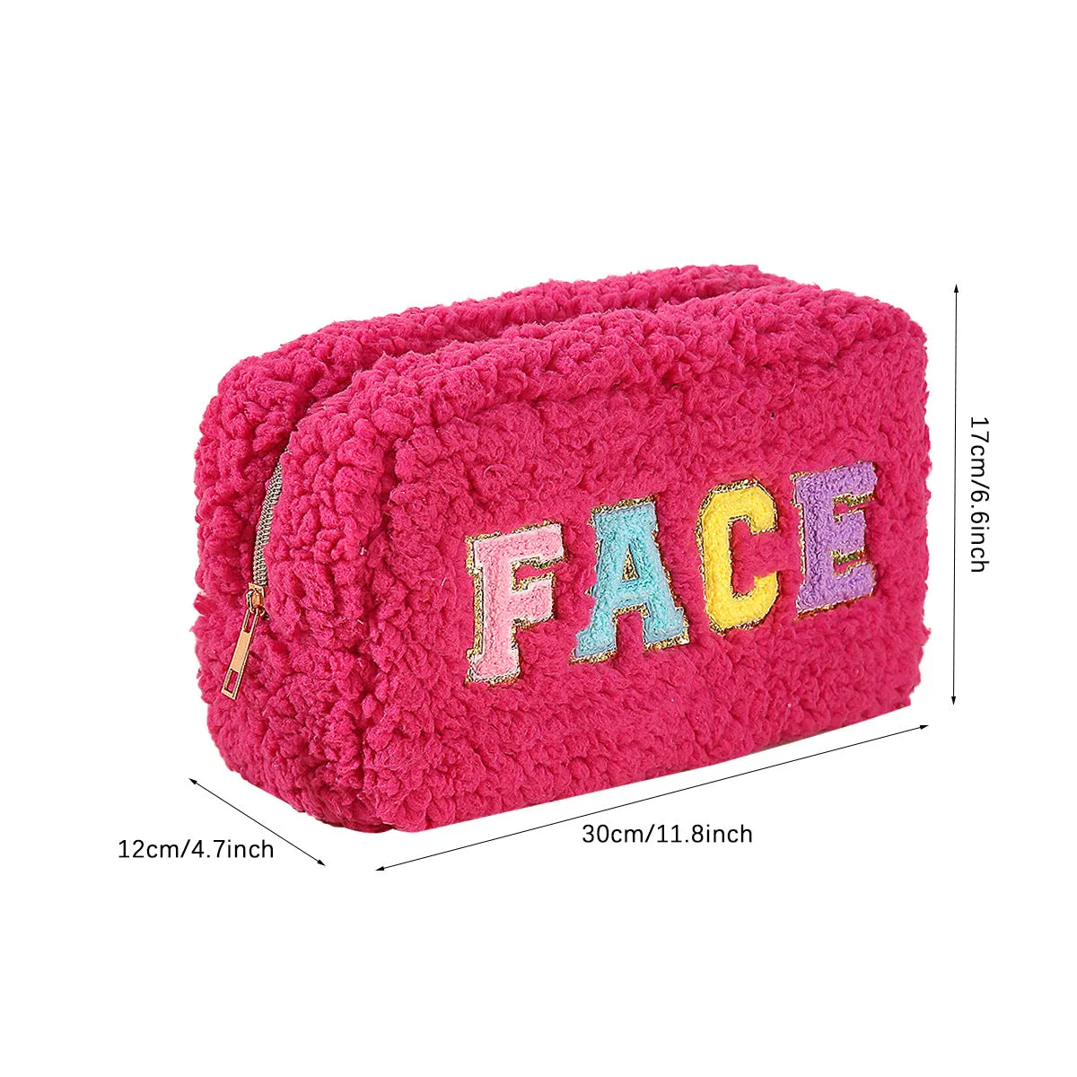 rts: Chenille Letter Cosmetic Bag