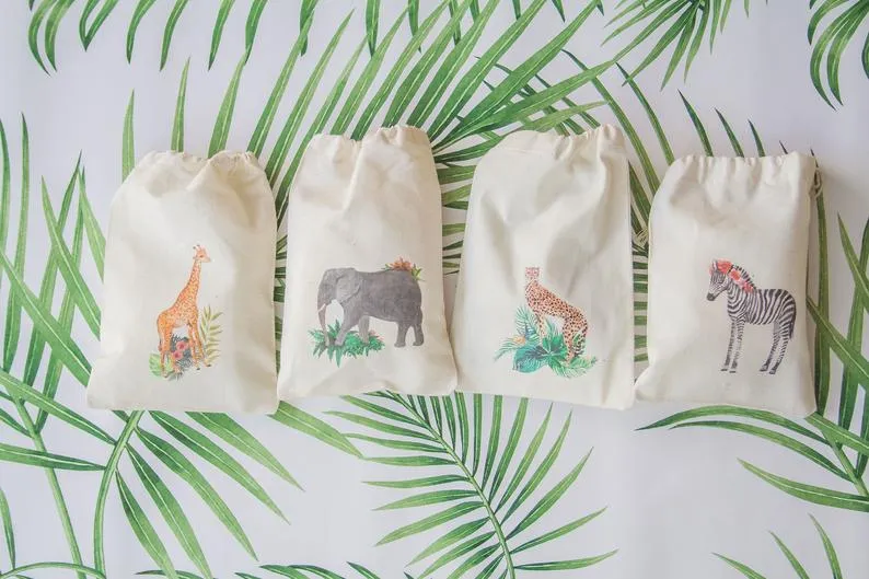 Safari Calico Party Favour Bags - Pack of 4